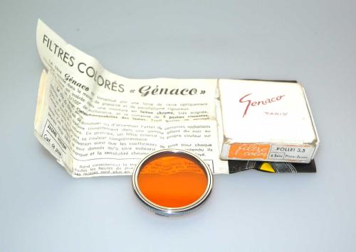 GENACO ORANGE FILTER FOR ROLLEI 3.5 BAYONET 2 WITH INSTRUCTIONS AND BOX
