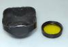 ROLLEIFLEX LENS HOOD WITH YELLOW FILTER FOR MODELS BEFORE WAR, BAGS, IN GOOD CONDITION