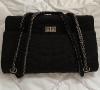 Chanel 2.55 bag in black reptile effect quilted jersey, 2006/2008, complete, box, superb