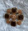 Chanel Gripoix by Karl Lagerfeld brooch in gold metal and nude resin cabochons from 2011, superb