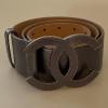 Chanel wide belt in silver gray leather, CC metal buckle, T.90 very good condition