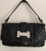 Chanel vintage quilted black leather baguette bag, good condition