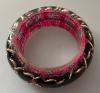 Chanel bracelet bangle tweed pink and black and metal chain inlaid with superb lucite