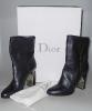 Dior boots in midnight blue leather with silver heels, P.37.5, Dustbag, box, very good condition