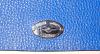 Fendi large flat clutch in blue and beige grained leather, superb new condition