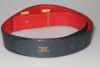 Hermès Constance belt Epsom leather navy blue and red vintage 1994, T.89, very good condition