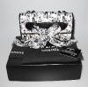 Chanel Coco printed silk Chocolate Bar bag, black leather, limited edition, from 2003/2004, Dusbtag, box, in very nice condition
