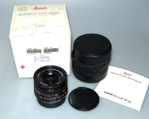 LEICA 35mm 2.8 ELMARIT-R 3 CAMS, 11251, BAG, INSTRUCTIONS, BOX, IN GOOD CONDITION