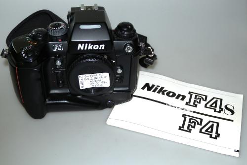 NIKON F4 WITH MB-21, MF-22, STRAP, INSTRUCTIONS IN FRENCH, MINT