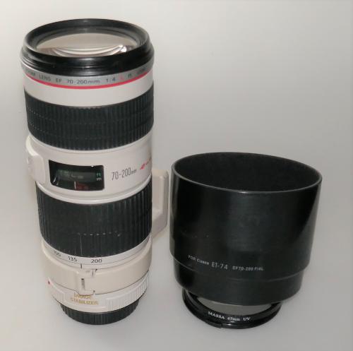CANON 70-200mm 4 EF L IS USM FIRST MODEL WITH LENS HOOD, FILTER MASSA UV, IN GOOD CONDITION