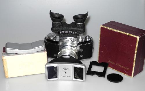 EXAKTA VAREX IIa WITH TESSAR 50/2.8, STEREFLEX, MASK, STEREO VIEWFINDER, STEREO LENS, RING