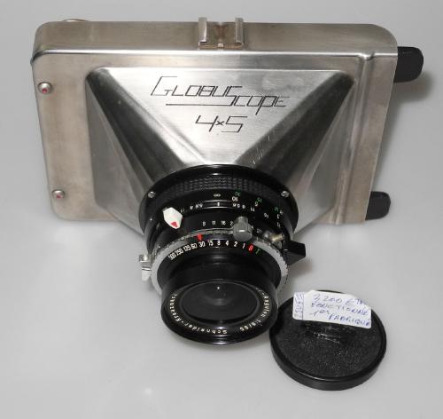 GLOBUSCOPE 4x5 FIRST MODEL MANUFACTURED WITH LENS SUPER-ANGULON 65/8 IN VERY GOOD CONDITION