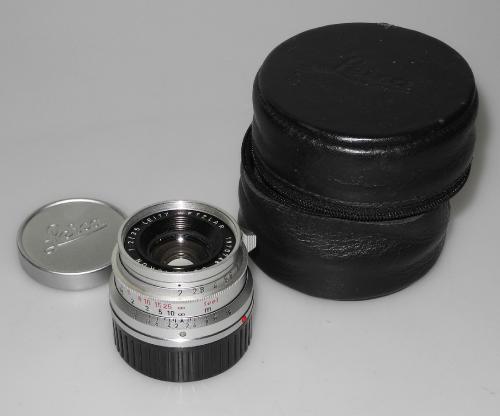 LEICA 35mm 2 SUMMICRON CHROME FROM 1963 GERMANY, BAG, IN VERY GOOD CONDITION