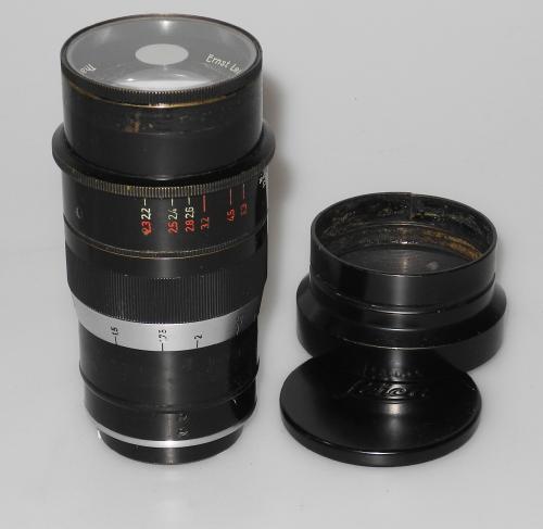 LEICA 9cm 2.2 THAMBAR FROM 1938 WITH FILTER, LENS HOOD