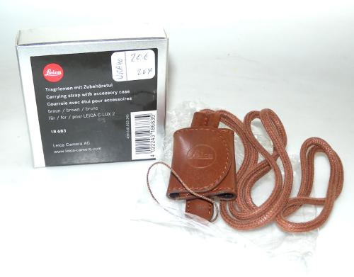 LEICA CARRIYING STRAP WITH ACCESSORY CASE BROWN FOR LEICA C-LUX 2 REF. 18683 NEW IN BOX