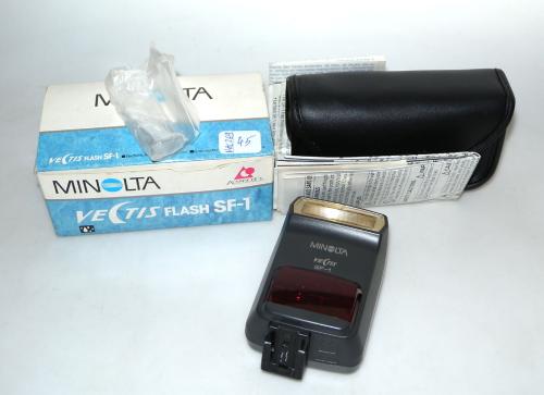 MINOLTA SPEEDLITE SF-1 VECTIS WITH DIFFUSER, BAG, INSTRUCTIONS AND BOX