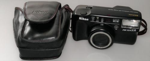 NIKON TW ZOOM 105 WITH ZOOM 37-105mm MACRO, STRAP, BAG, IN VERY GOOD CONDITION