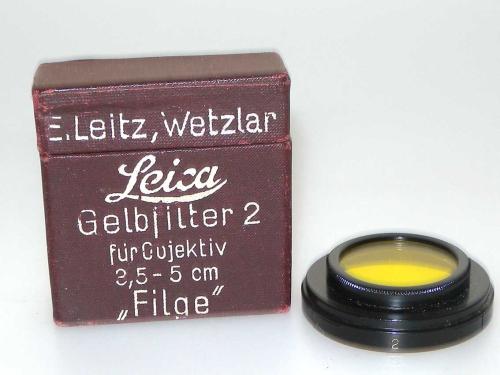 LEICA YELLOW FILTER 2 FILGE FOR 3,5-5cm OF 1925 WITH ORIGINAL BOX IN VERY GOOD CONDITION