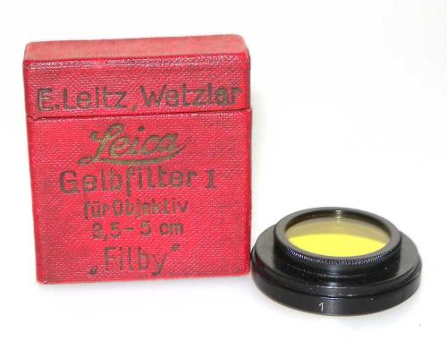 LEICA YELLOW FILTER 1 FILBY FOR 3,5-5cm WITH ORIGINAL BOX IN VERY GOOD CONDITION
