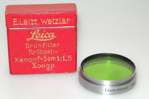 LEICA GREEN FILTER XOOGP FOR XENON 5cm/1.5 WITH ORIGINAL BOX IN GOOD CONDITION