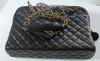 Chanel sac grand shopping cuir matelassé noir, vintage année 1980, Dustbag, très bel état