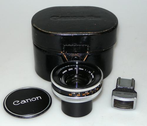 CANON 19mm 3.5 FL + VISEUR, ETUI, TRES BEL ETAT