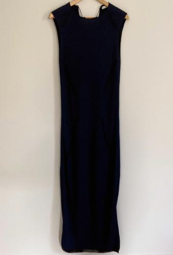 Céline robe longue sans manches maille soie bleu nuit, T. M (38 Fr.) superbe