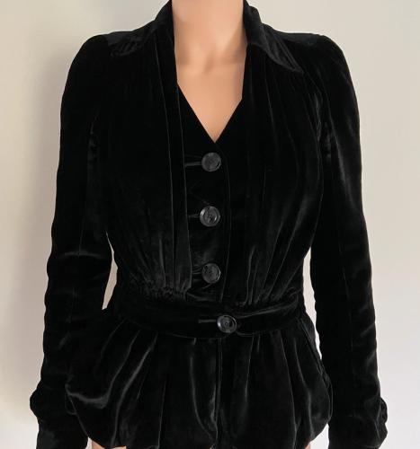 Christian Dior veste cintrée velours noir T.36 superbe