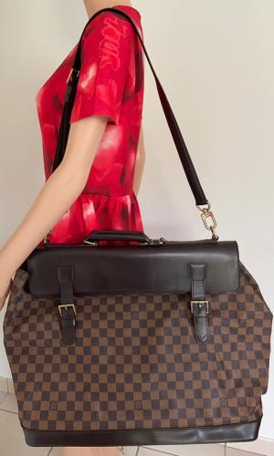 Louis Vuitton sac West End grand modèle en toile damier et cuir marron, bandoulière, très bel état