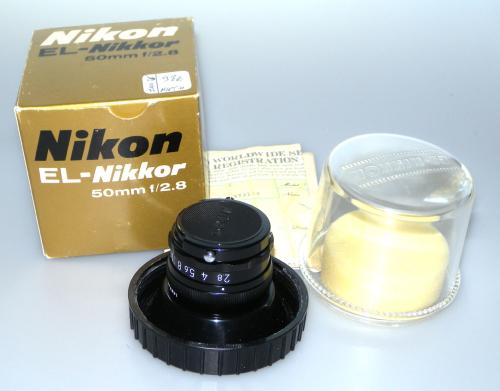 NIKON 50mm 2.8 EL-NIKKOR + BOITE PLEXI. ET BOITE SUPERBE ETAT NEUF