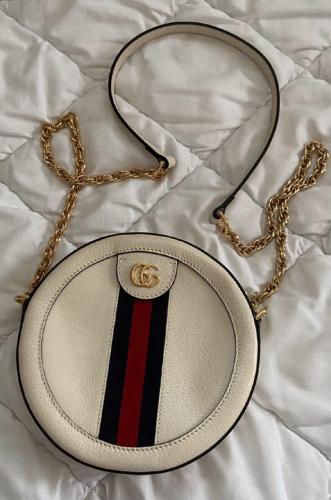 Gucci sac rond modèle Ophidia en cuir ivoire, bandoulière, Dustbag, superbe